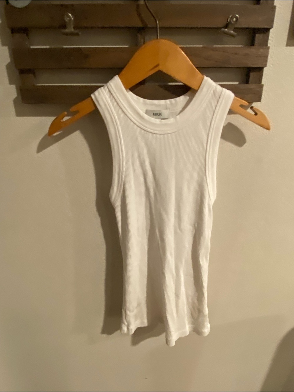 Agolde White Ribbed Slim Sleeveless Knit Tank Top Size XS